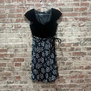 Giorgio Armani Black Velvet Floral Dress Size 44 or US Size 10